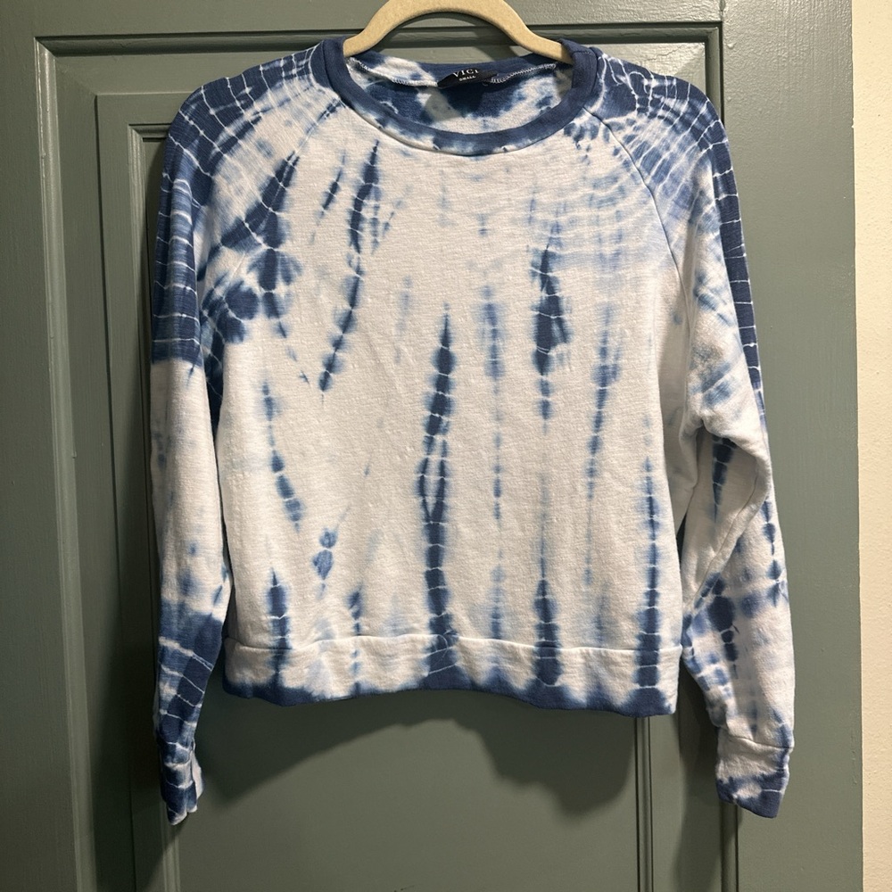 Vici Blue & White Tie-die Crewneck Sweatshirt size Small